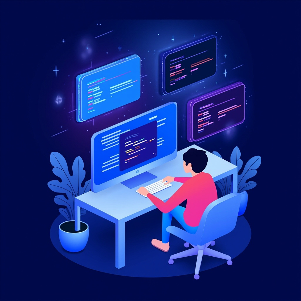 Modern AI pair programming interface showing code suggestions and collaborative coding environment