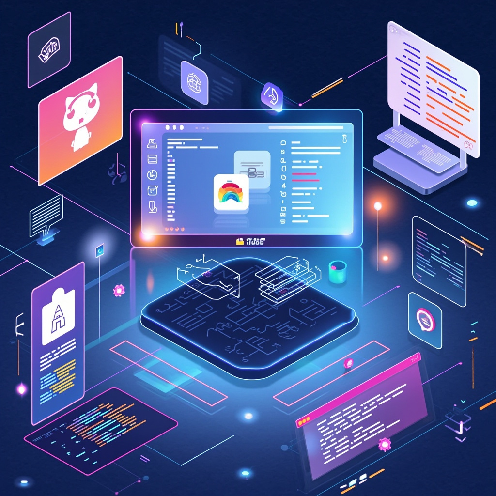 Showcase of AI coding assistants including GitHub Copilot, Cursor, and Claude Code interfaces