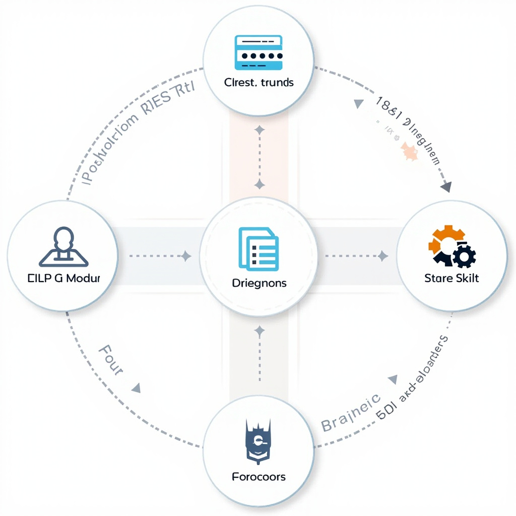 Professional visualization of coding project workflow showing different programming projects and skill development paths