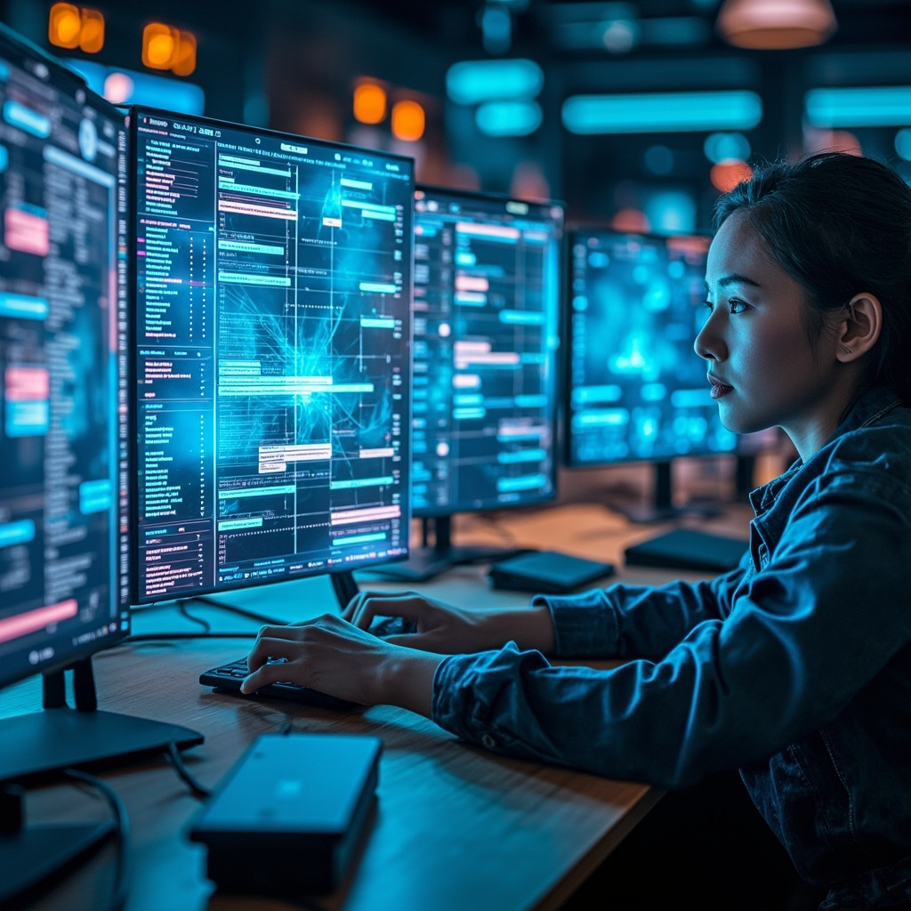 AI virtual assistant managing multiple productivity tasks