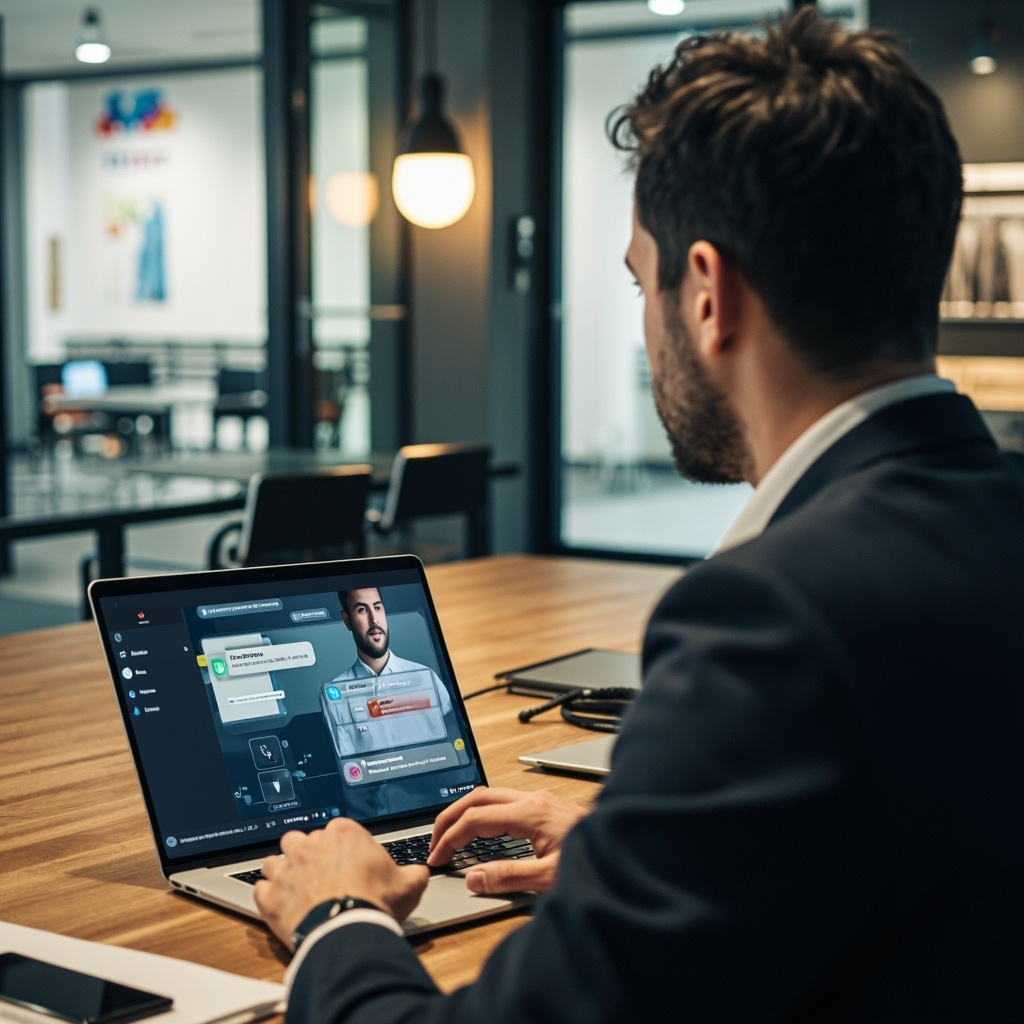 Professional using Claude with memory features in modern workspace