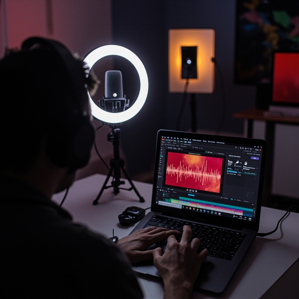 Content creator using AI music tools