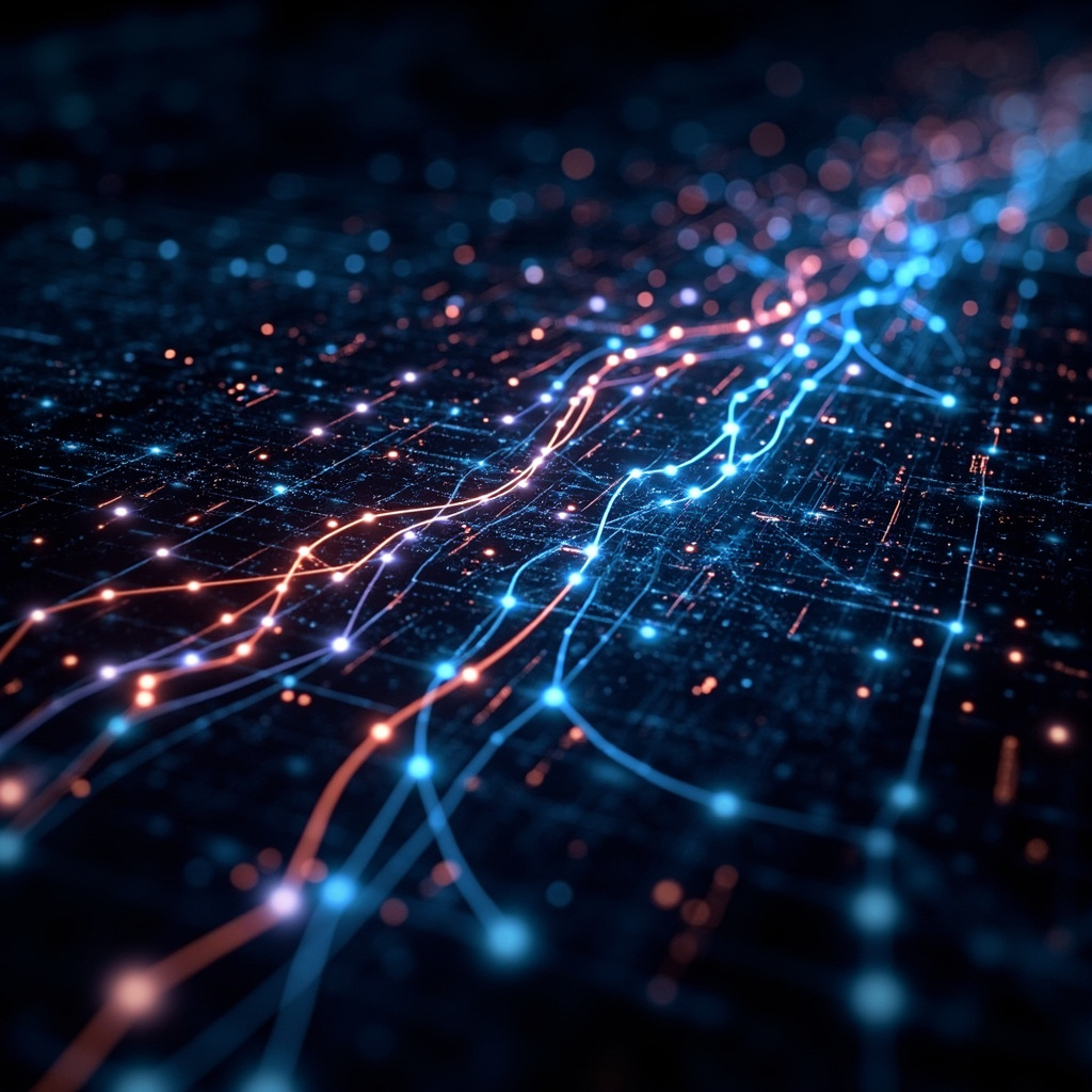 Visualization of 1 million tokens as flowing data streams