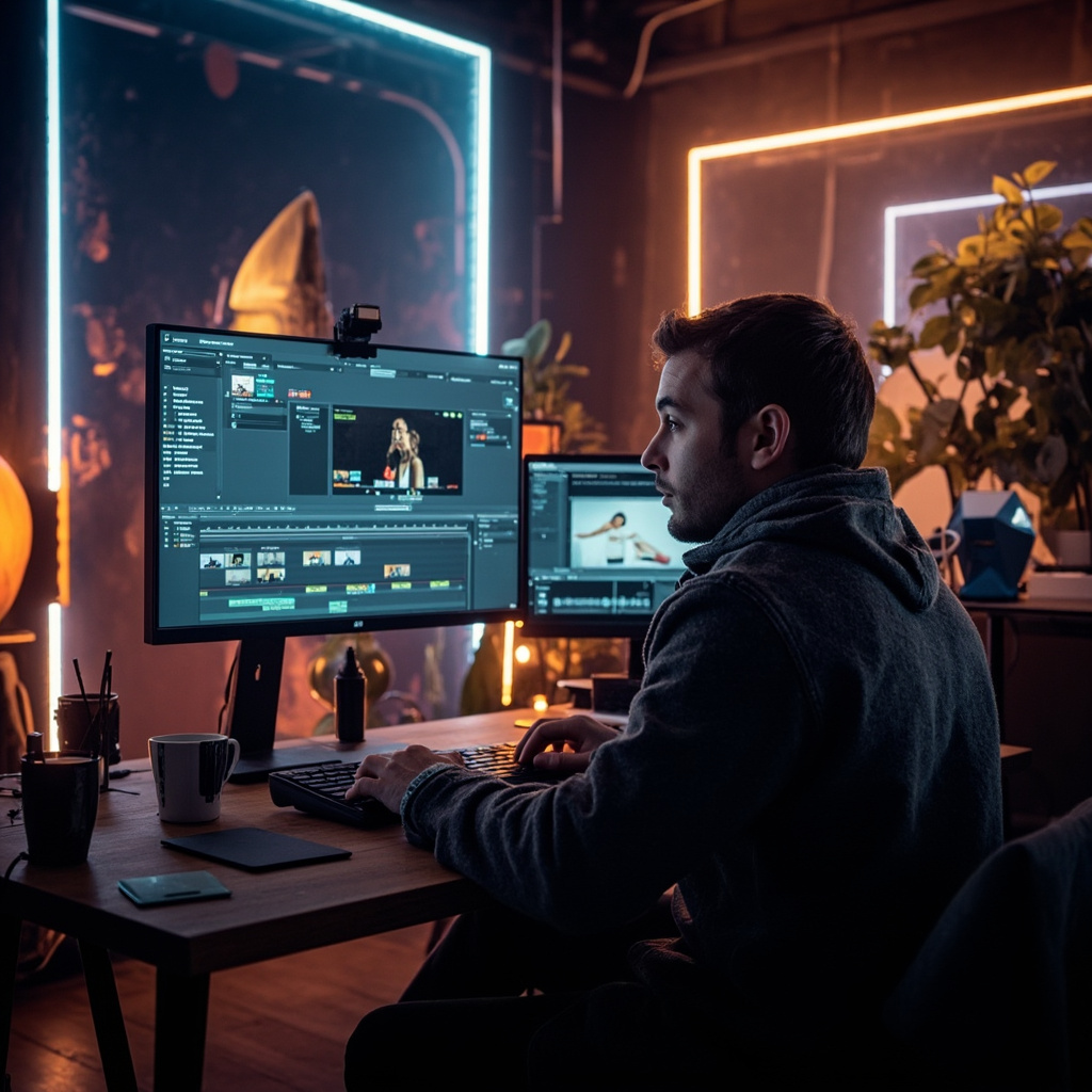 Creative workspace with Google Flow interface