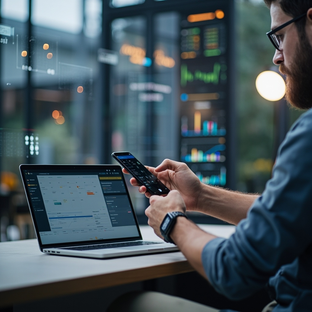 Person using multiple AI planning tools across devices