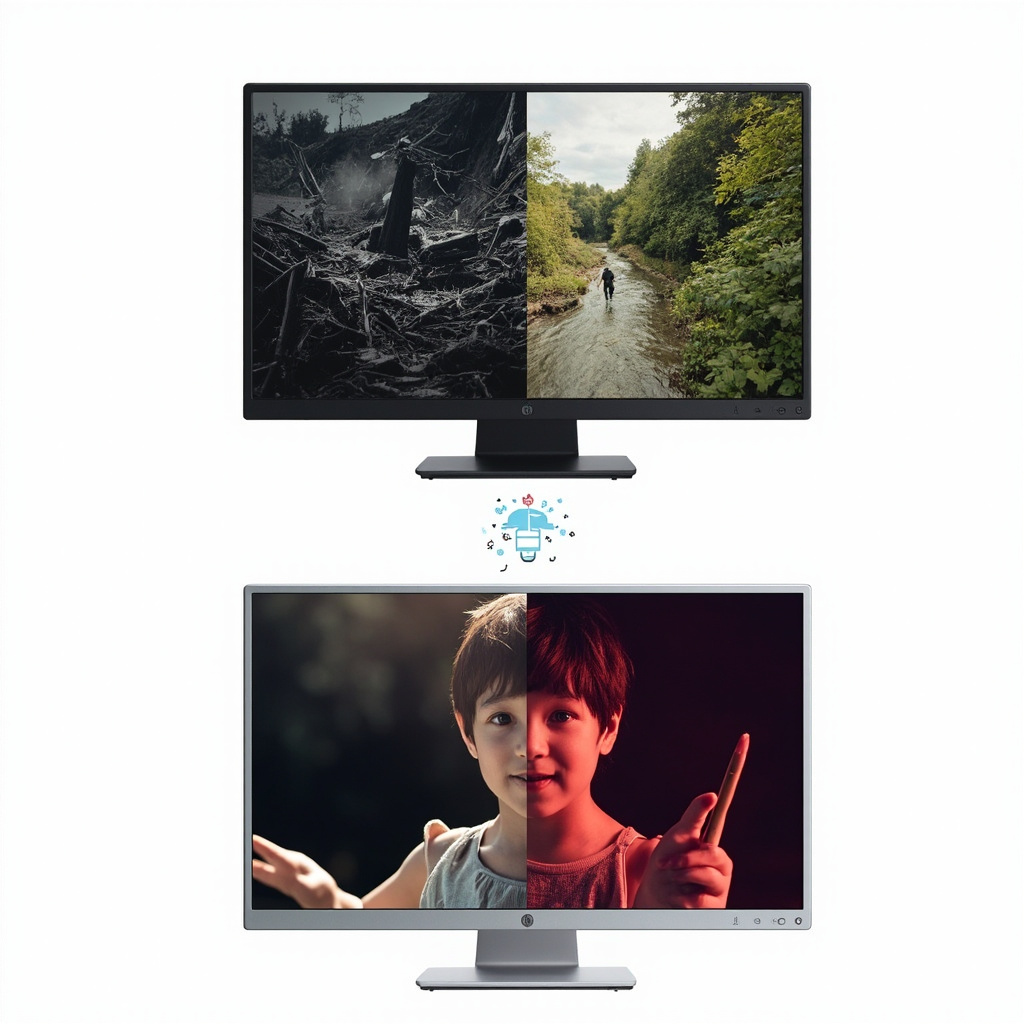 Before and after comparison showing AI video editing transformation