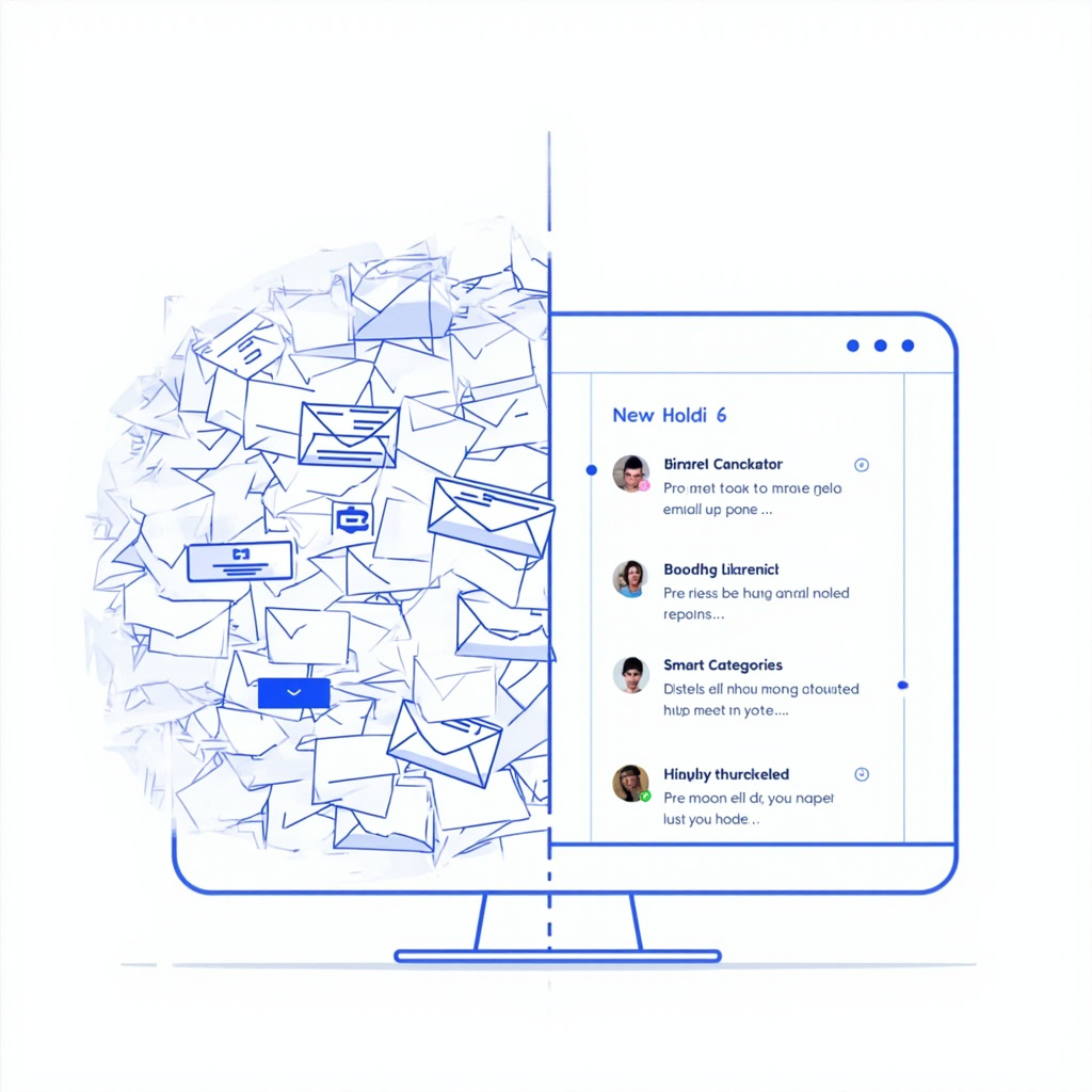 Comparison showing cluttered inbox versus AI-organized email management
