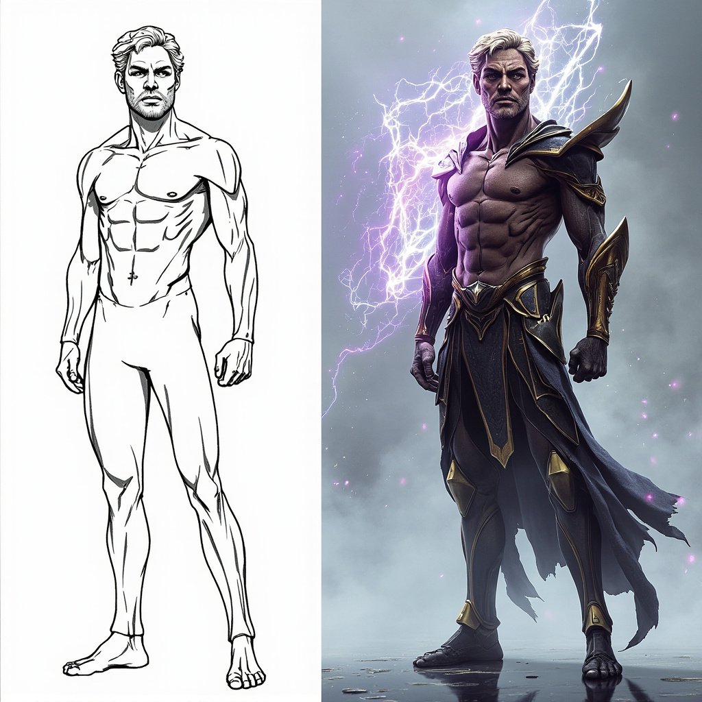 Before and after comparison showing ControlNet pose control