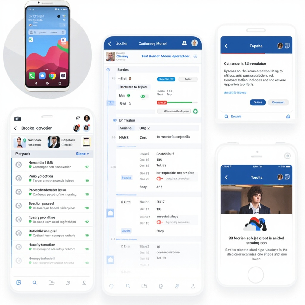 Mobile testing dashboard showing automated test results and quality metrics