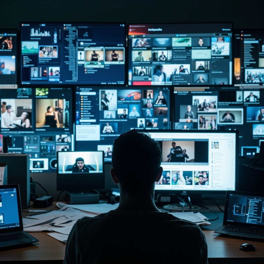 Person organizing scattered digital content using AI