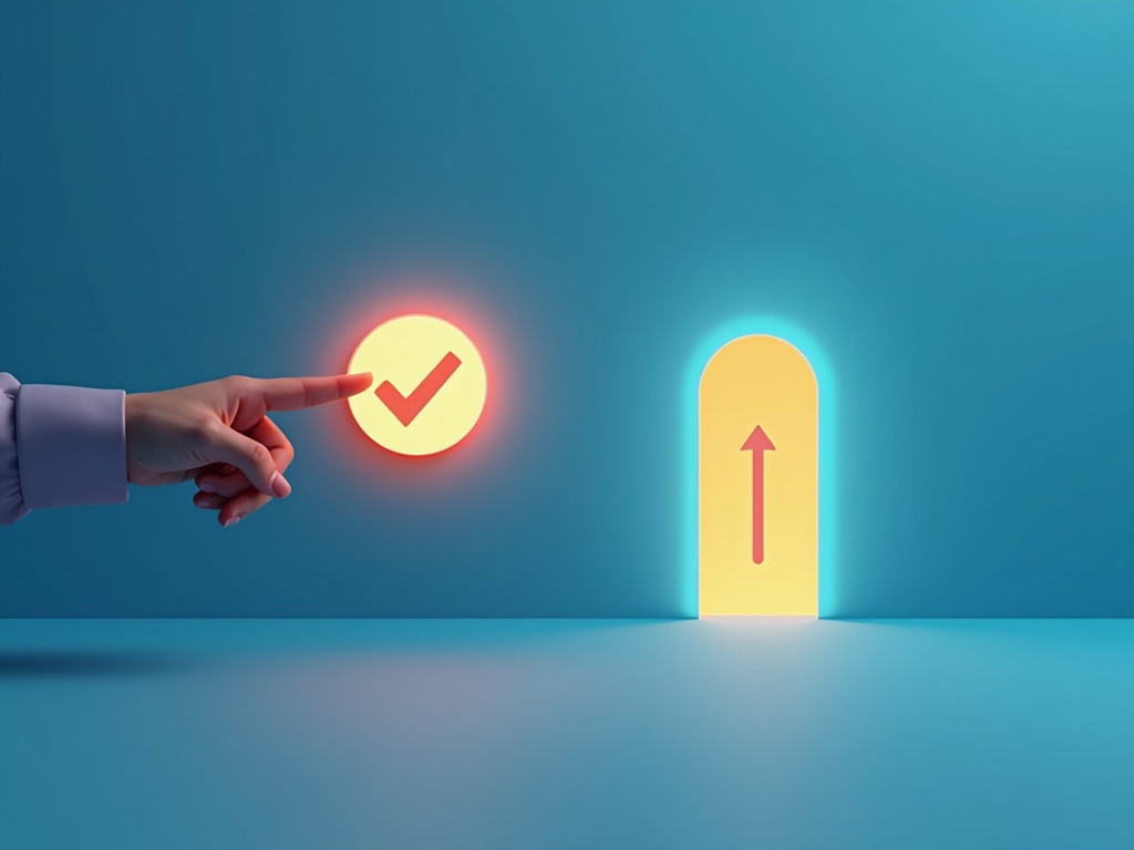 A hand pressing an approve button while a hidden arrow redirects outside a glowing safe boundary