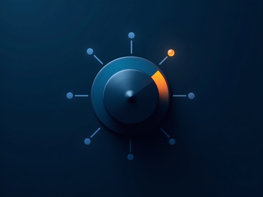 An abstract three-level effort dial glowing from low to high