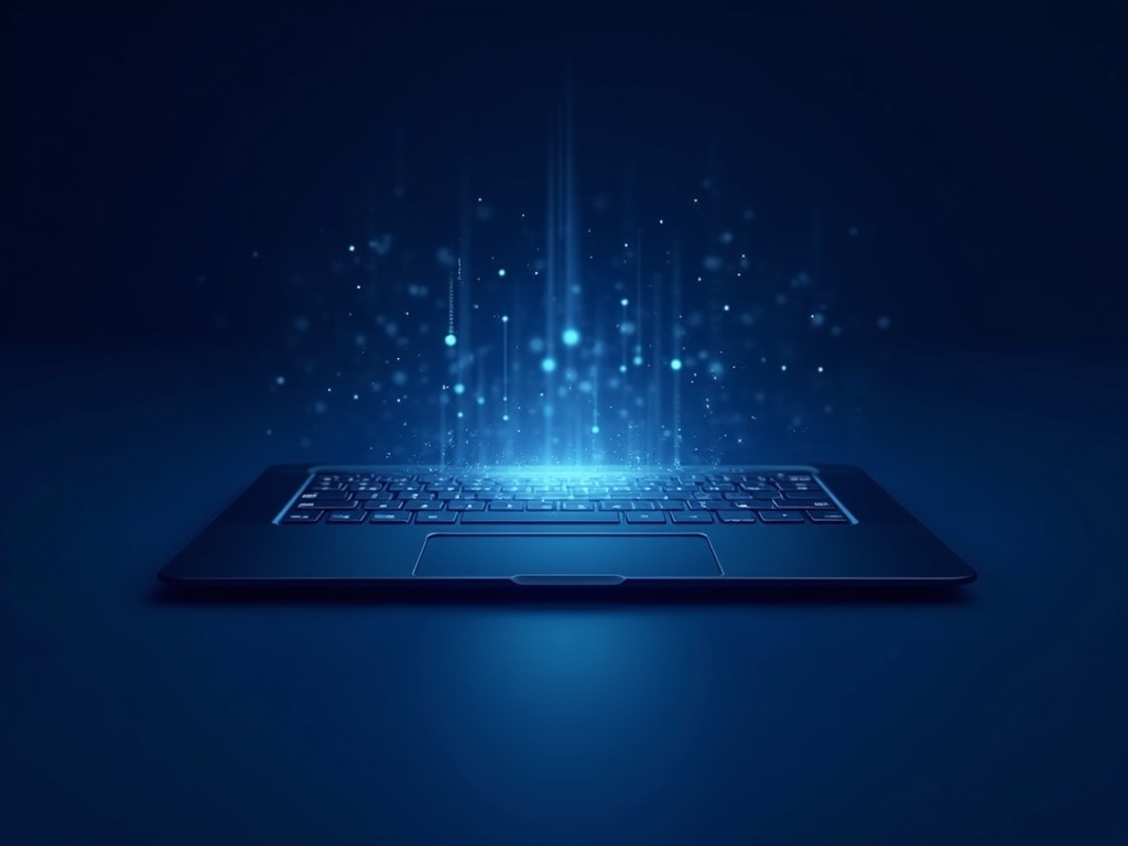 Abstract illustration of an AI model running locally on a laptop's chip
