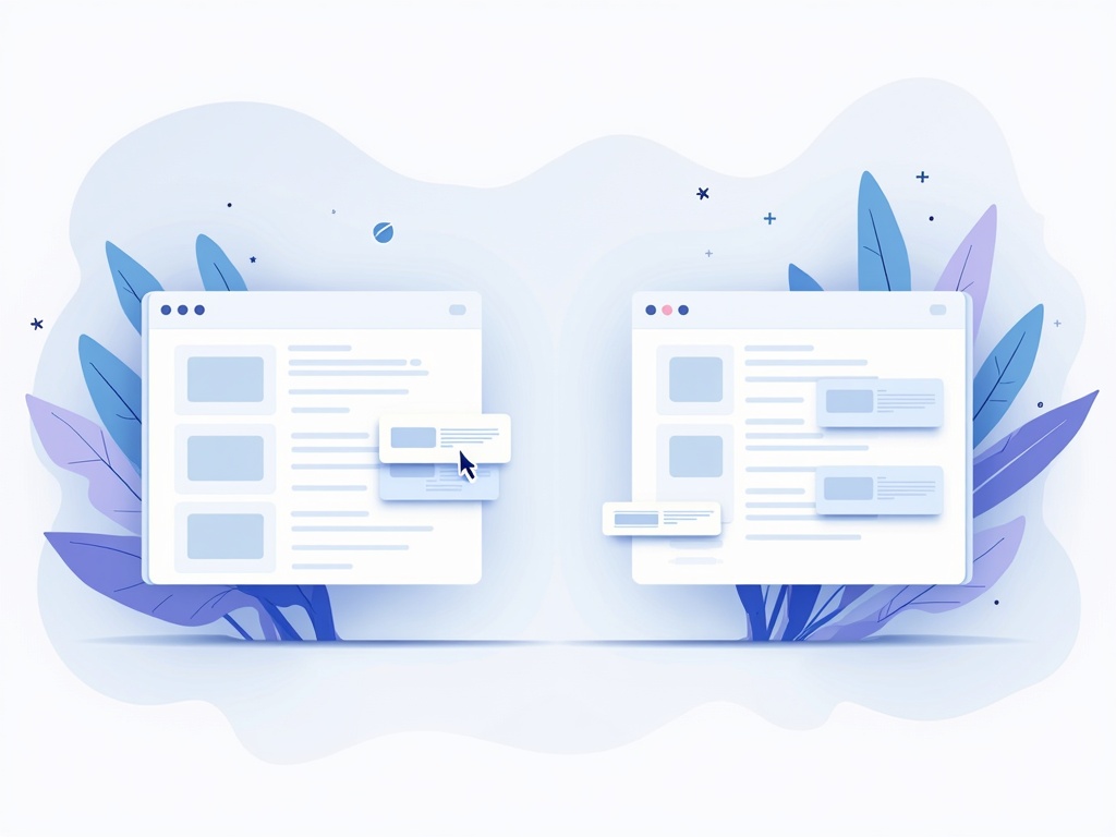Two AI browser concepts side by side, one for research and one for action