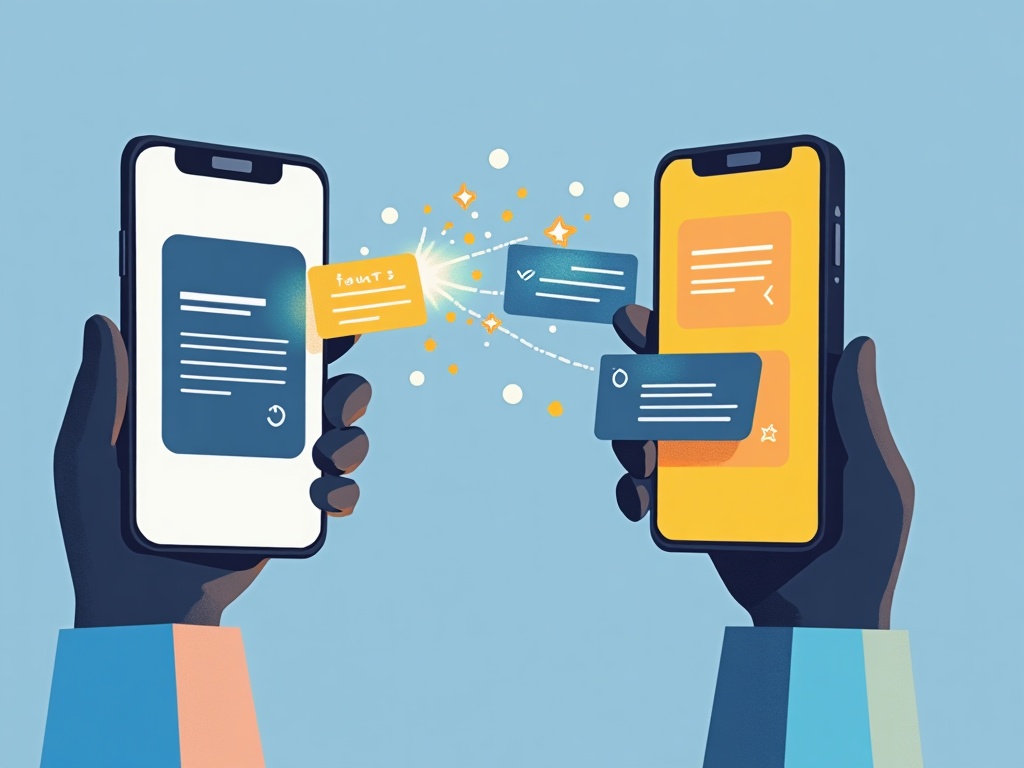 A person moving a bundle of remembered facts from one AI app to another