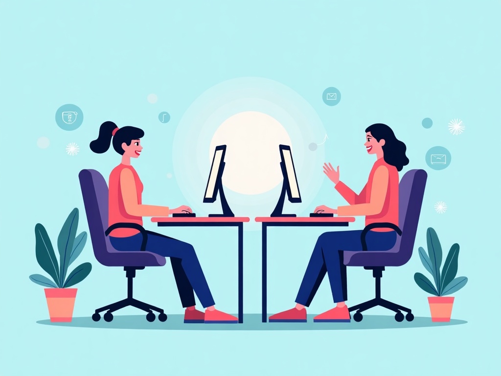 A small business owner and a student each working alongside a friendly AI assistant