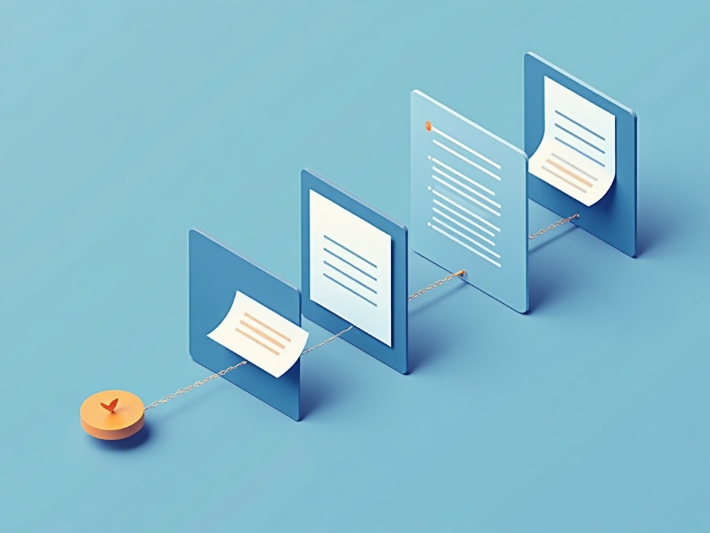 Text being copied between three app windows with a small glowing seal that travels with it each time