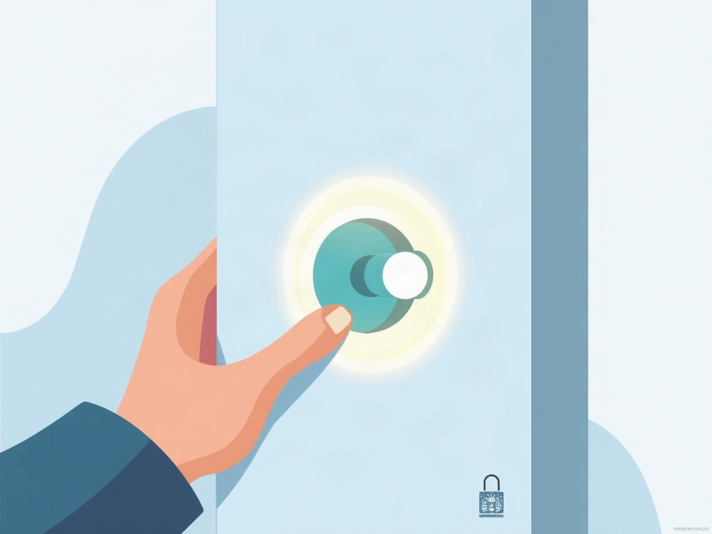 A hand tapping a glowing permission toggle with a padlock icon, representing granting an app permission to connect