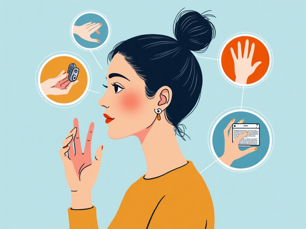 An AI portrait with magnified callouts pointing to an extra finger, mismatched details, and warped background text