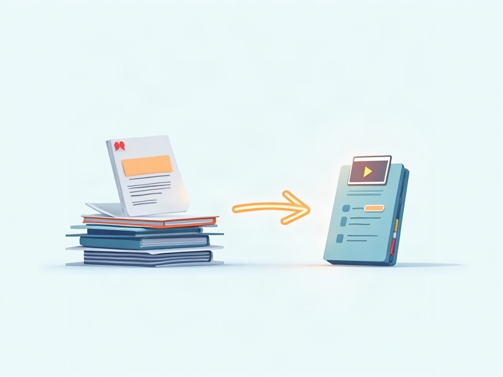 Mixed documents and a video flowing into a single organized AI notebook panel