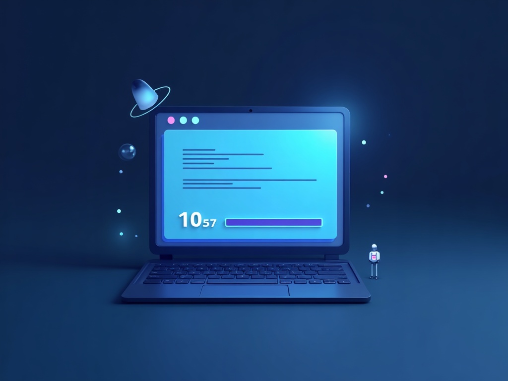 A friendly terminal window showing an AI model downloading on a Windows desktop with a small assistant appearing