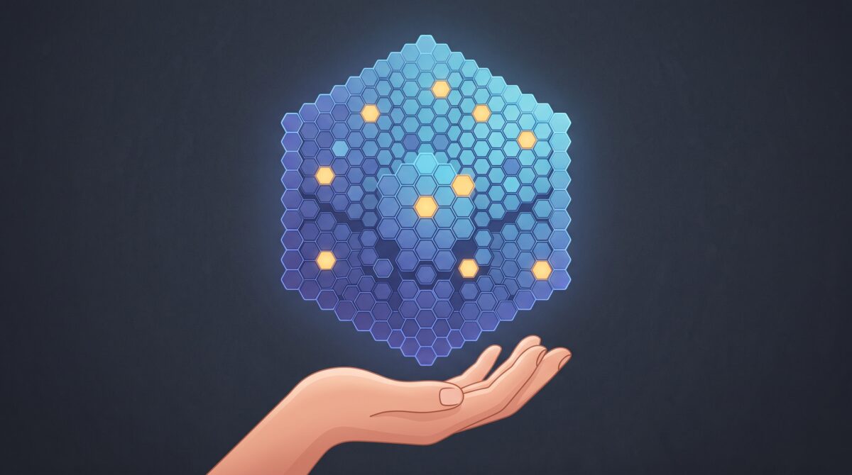 A vast AI model shown as a honeycomb where only a few cells light up per task