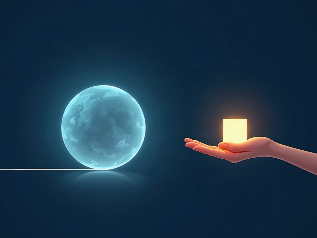 A giant cloud AI model next to a small model that fits in a hand