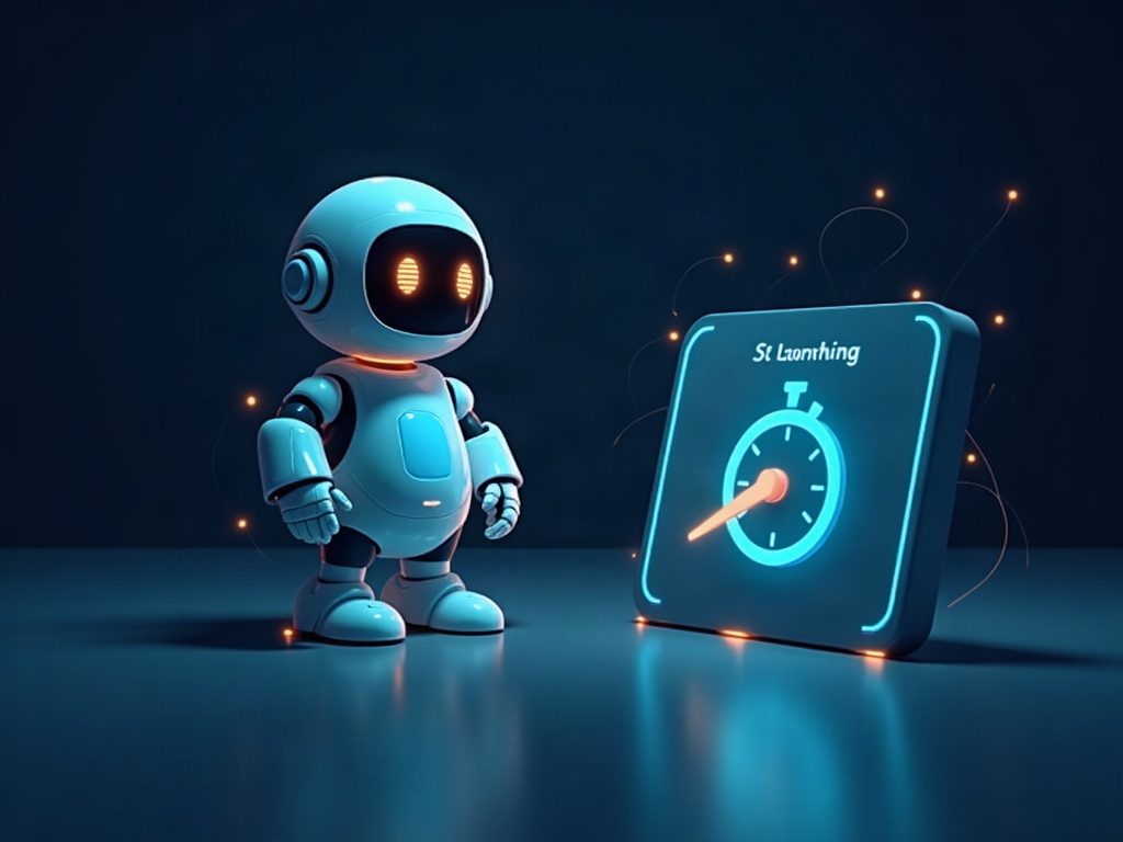 A person timing a quick test of an AI on a real everyday task with a glowing stopwatch