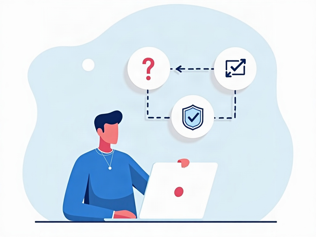 A three-step fact-checking flow: question, cross-check, confirm