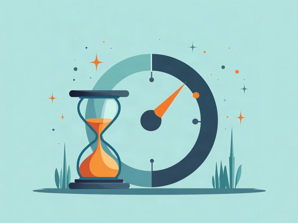 A nearly-stalled slow progress meter beside a barely-moving AI spark, suggesting a slow and not-yet-here threat