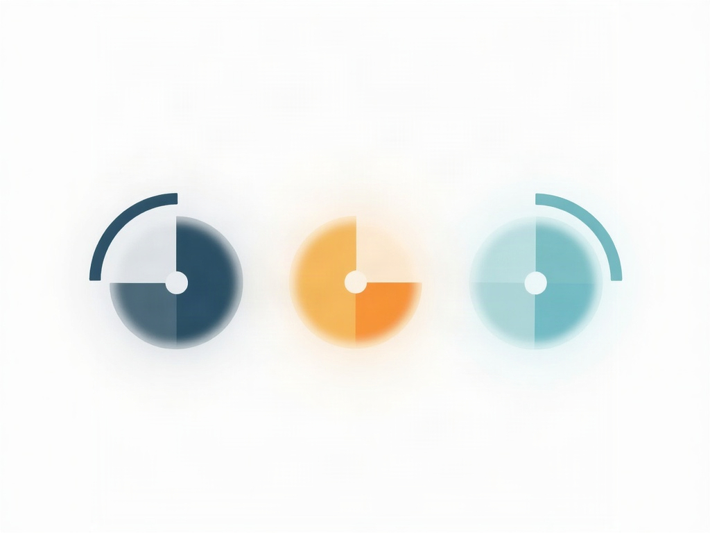 The same slide shown in three different color themes, as if being restyled on a dial