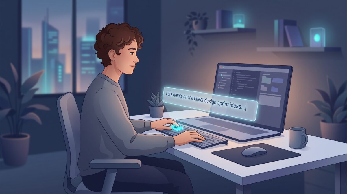 A suggested next prompt softly appearing in a message box with the Tab key highlighted