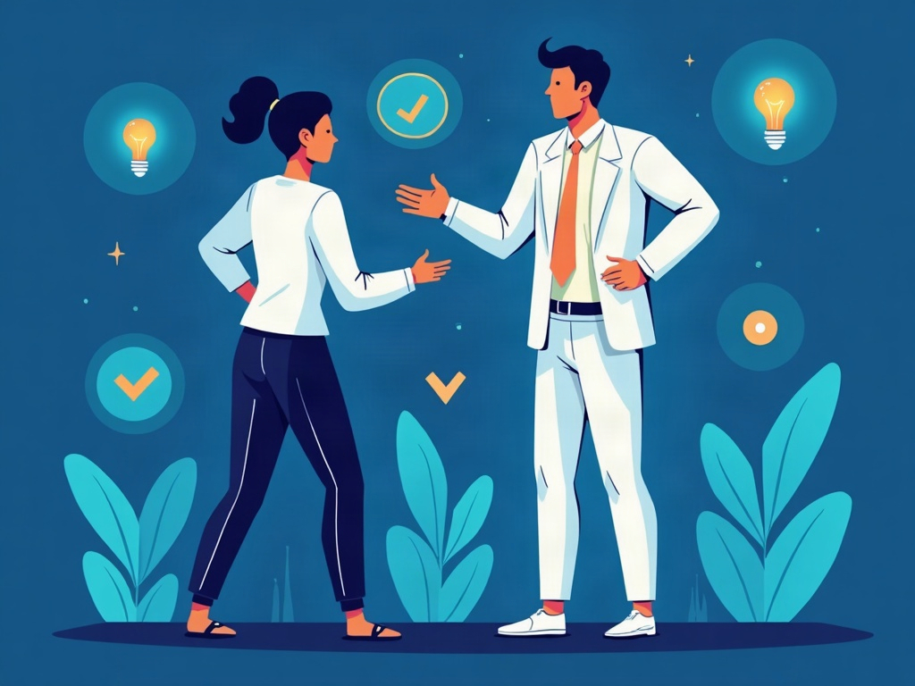 A person confidently directing an AI assistant to a great result